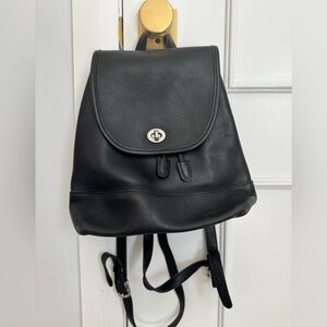 Vintage Coach Black Leather Backpack